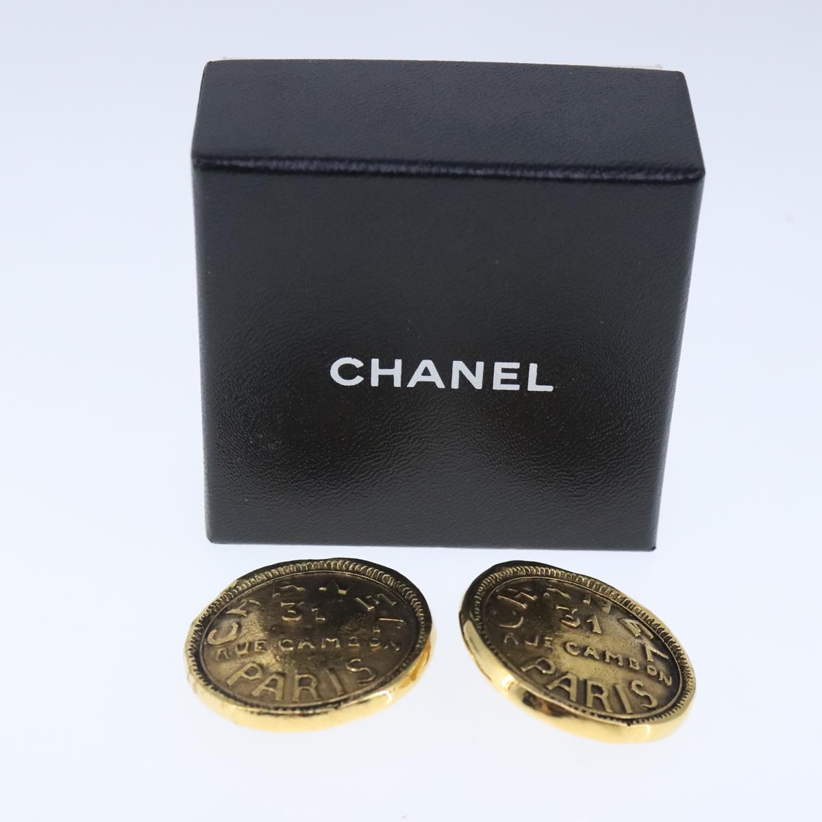 CHANEL Earring metal Gold CC Auth bs20397