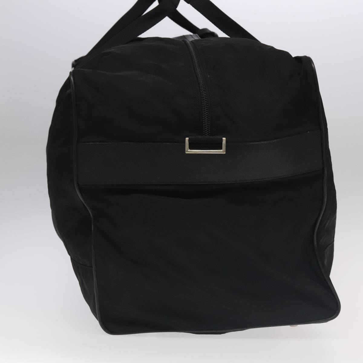 PRADA Boston Bag Nylon Black Silver Auth bs20430