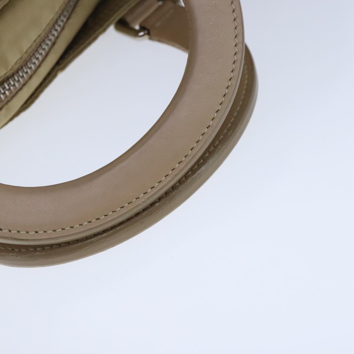 PRADA Shoulder Bag Nylon 2way Beige Silver Auth bs20501