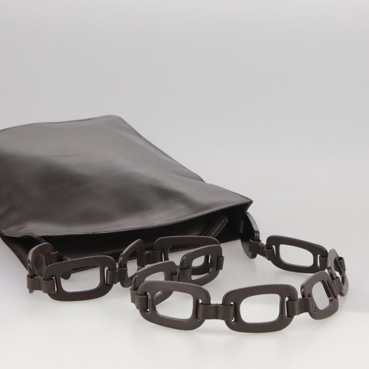 GUCCI Shoulder Bag Nylon Brown Gold Auth bs20545