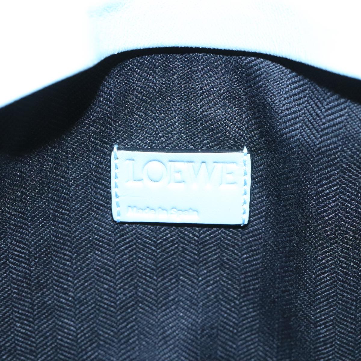 LOEWE Anagram Clutch Bag Leather Light Blue Auth bs20557