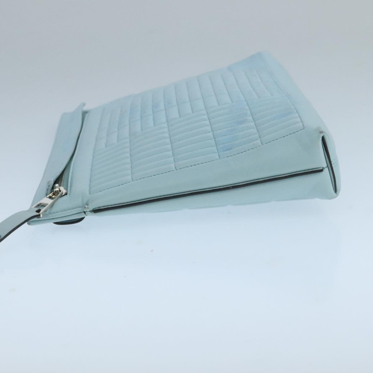 LOEWE Anagram Clutch Bag Leather Light Blue Auth bs20557