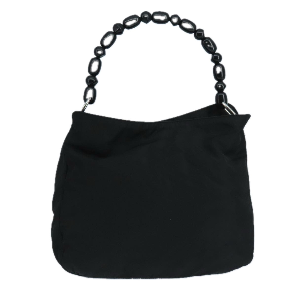 Christian Dior Maris Pearl Hand Bag Leather Black Silver Auth bs20633