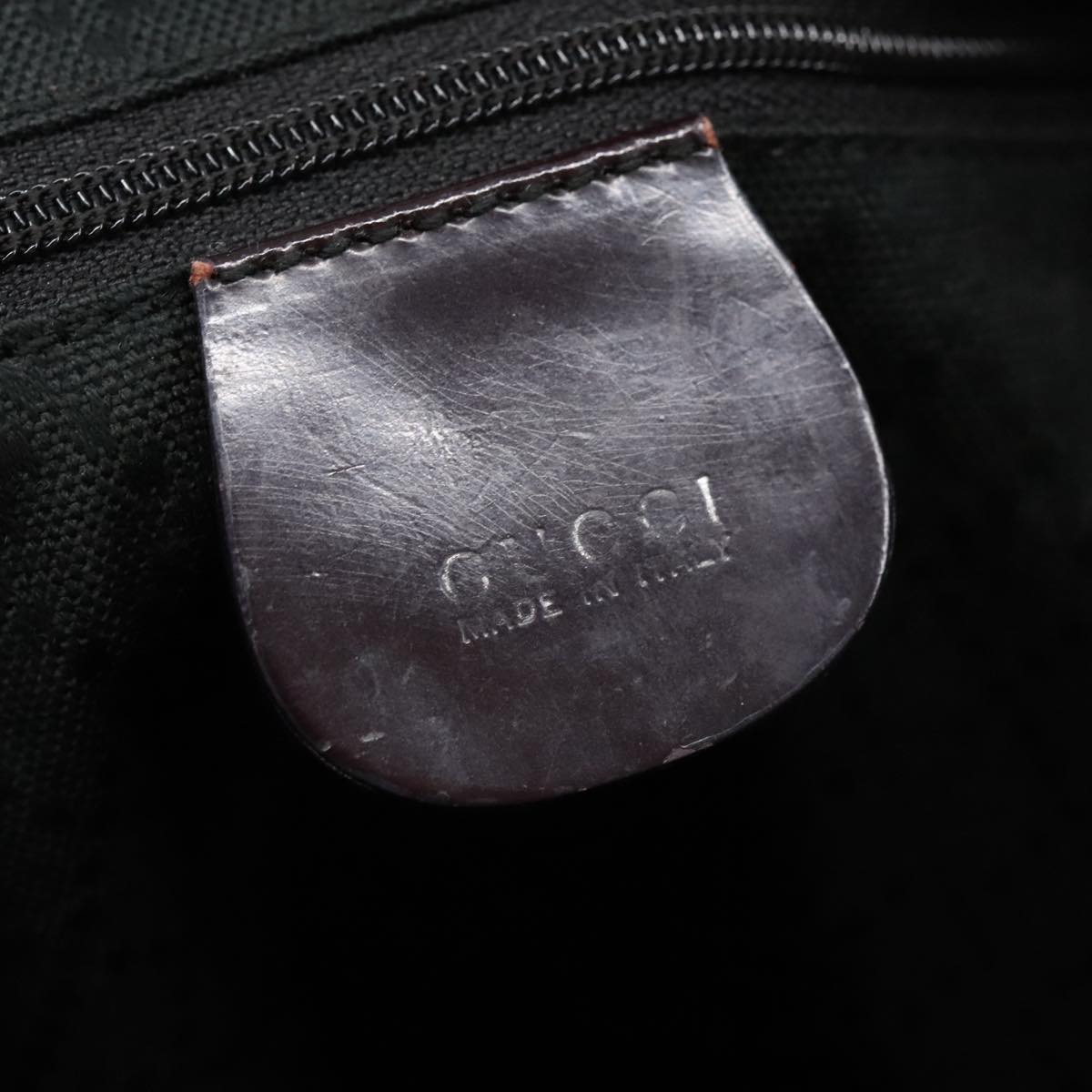 GUCCI Bamboo Hand Bag Nylon Brown Silver 002 2854 0412 5 Auth bs20650