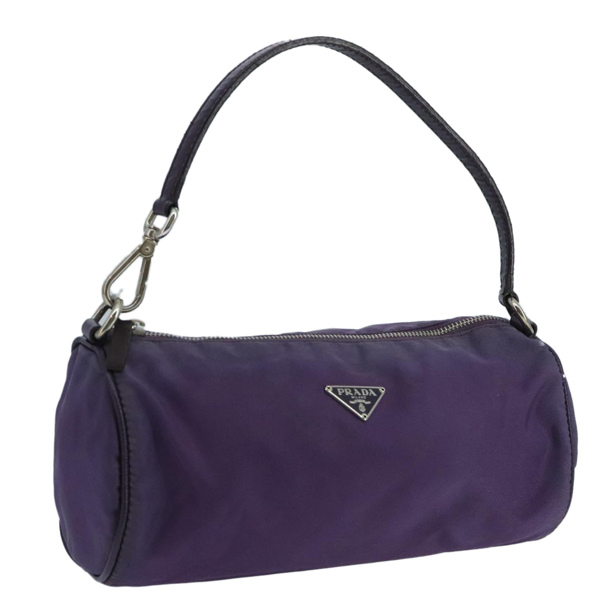 PRADA Accessory Pouch Nylon Purple Silver Auth bs20664
