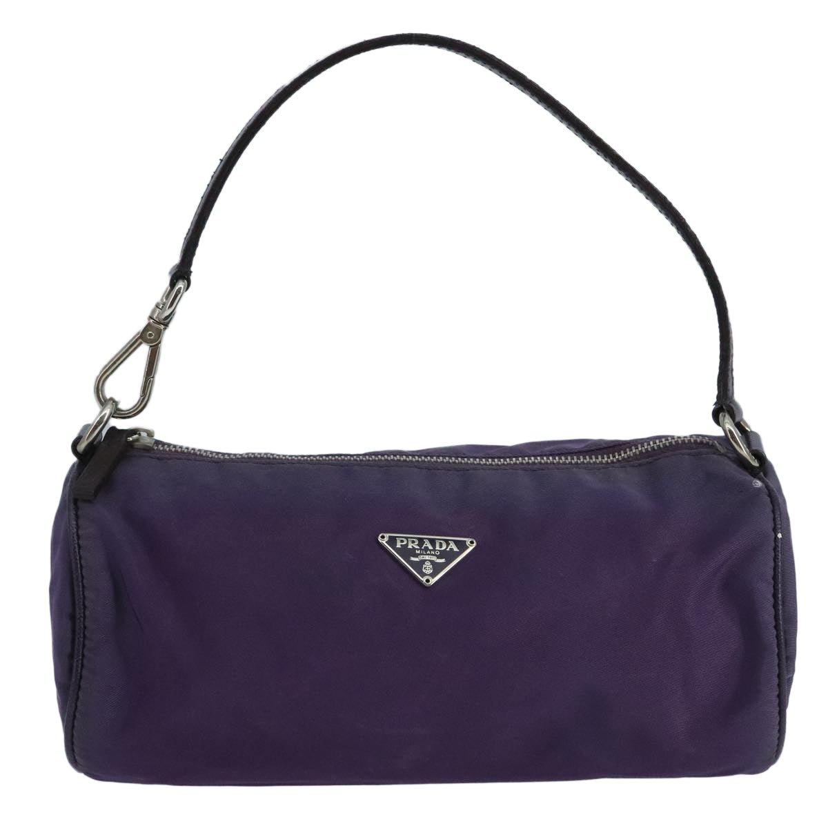 PRADA Accessory Pouch Nylon Purple Silver Auth bs20664