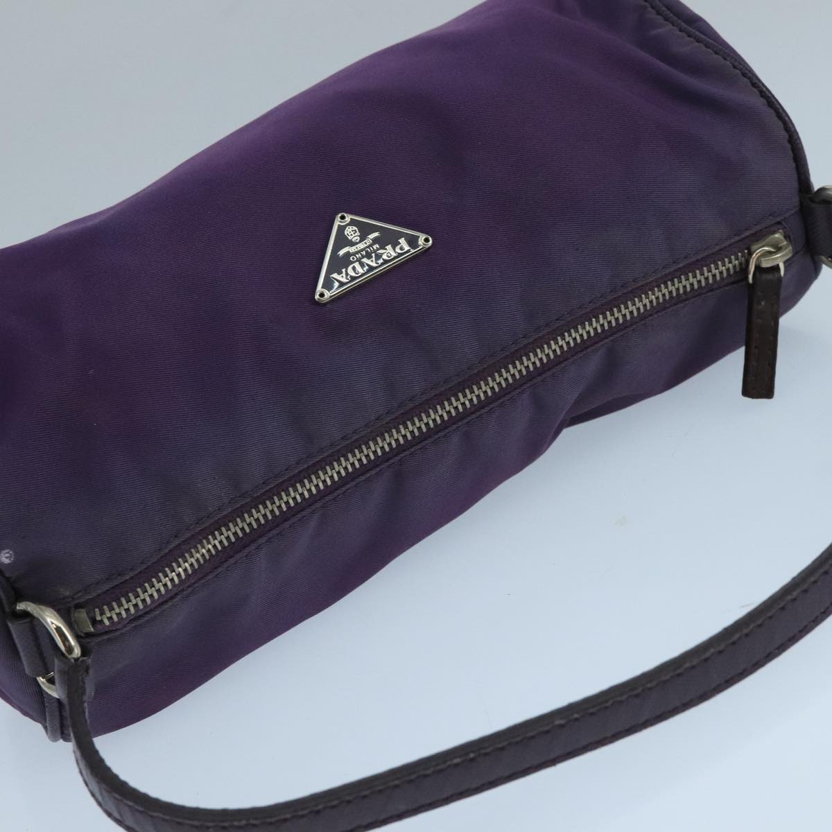 PRADA Accessory Pouch Nylon Purple Silver Auth bs20664