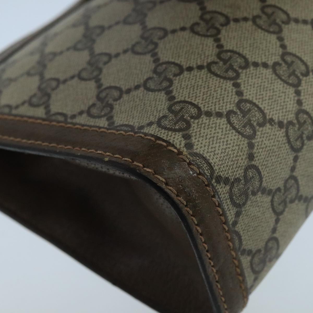 GUCCI GG Supreme Web Sherry Line Clutch Bag PVC Beige 001 014 2125 Auth bs20684
