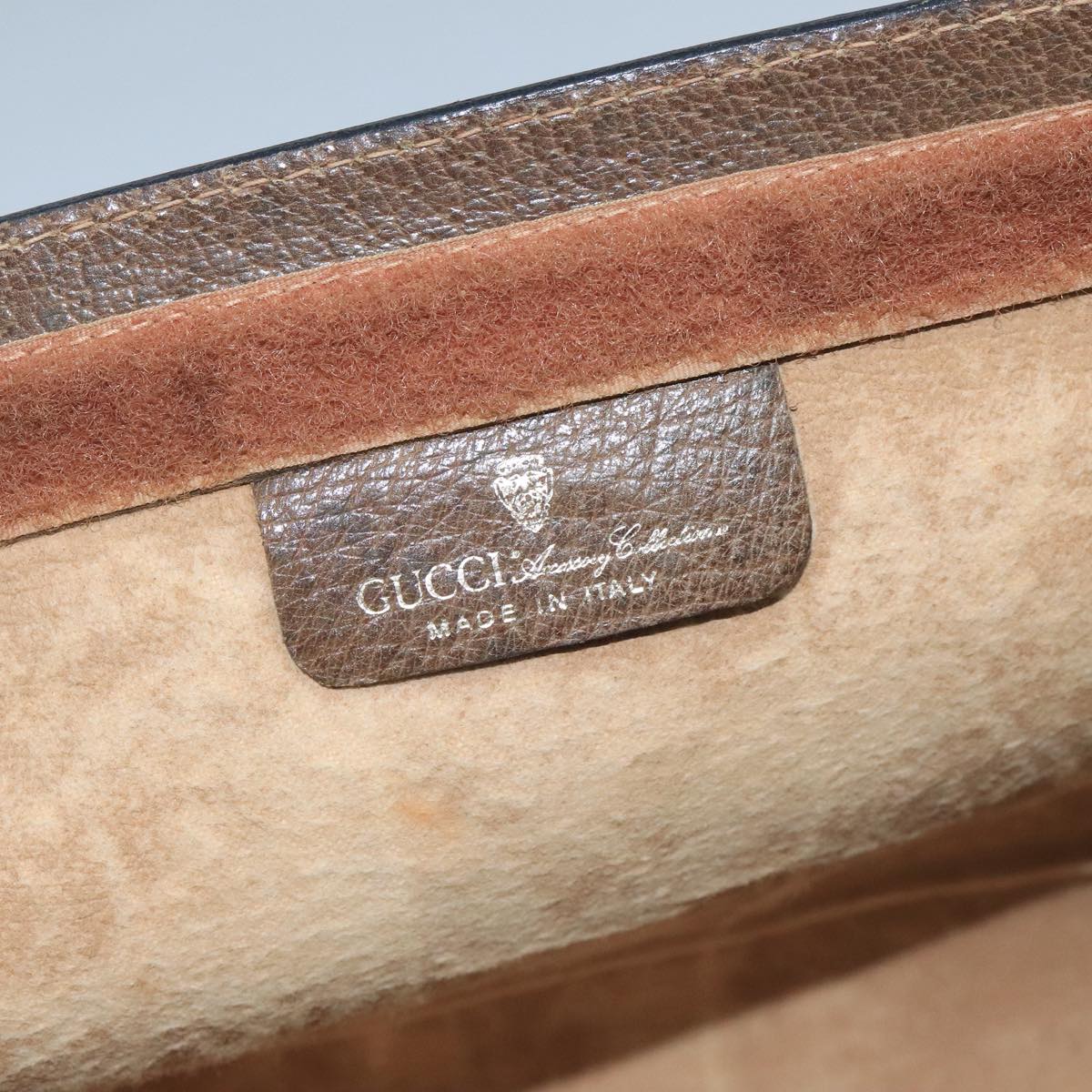 GUCCI GG Supreme Web Sherry Line Clutch Bag PVC Beige 001 014 2125 Auth bs20684