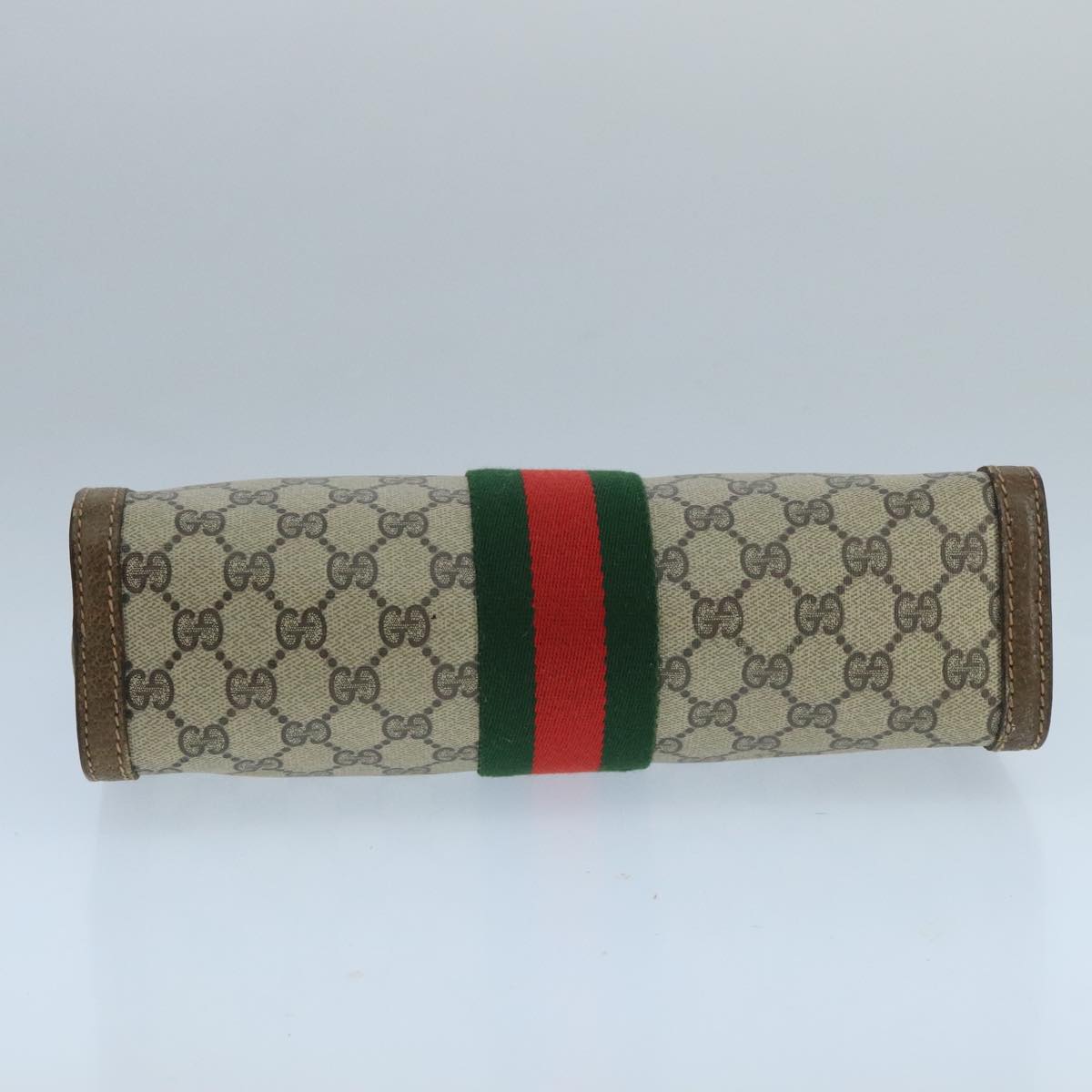 GUCCI GG Supreme Web Sherry Line Clutch Bag PVC Beige 001 014 2125 Auth bs20684