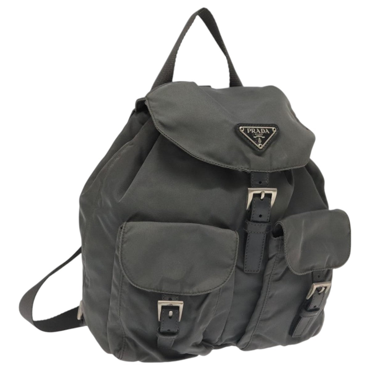 PRADA Backpack Nylon Gray Silver Auth bs20700