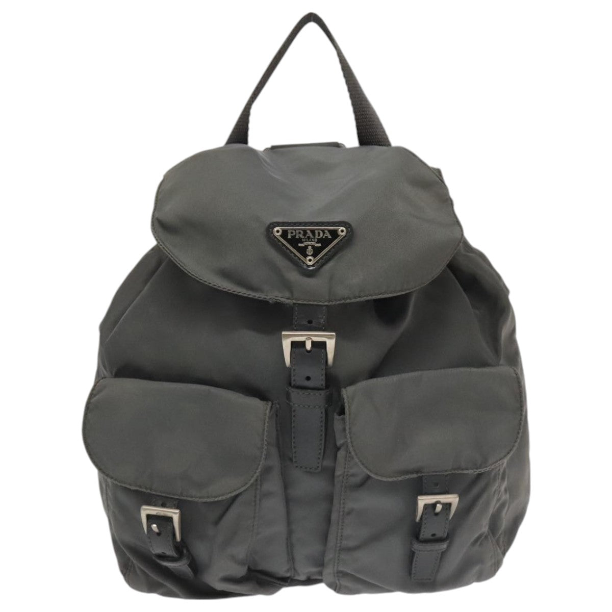 PRADA Backpack Nylon Gray Silver Auth bs20700