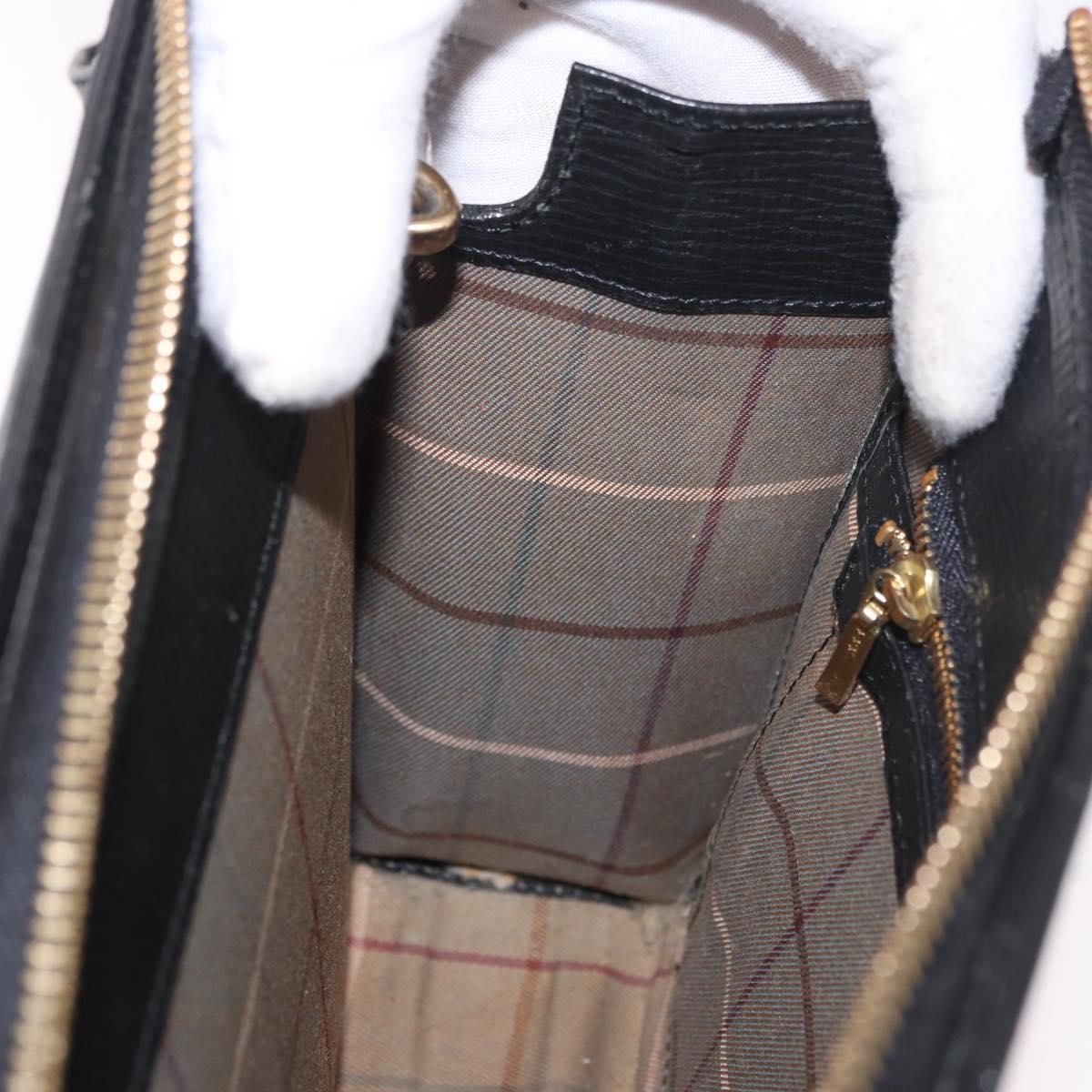 BURBERRY Clutch Bag Leather Black Gold Auth bs20738