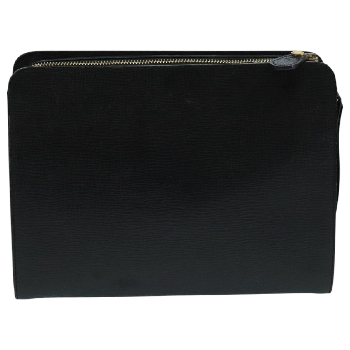 BURBERRY Clutch Bag Leather Black Gold Auth bs20738