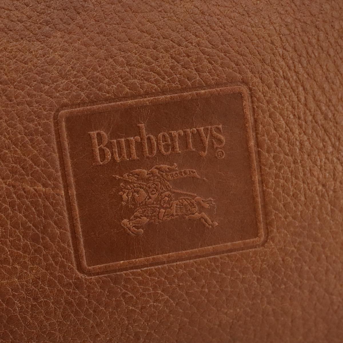 Burberrys Hand Bag Leather Brown Gold Auth bs20739