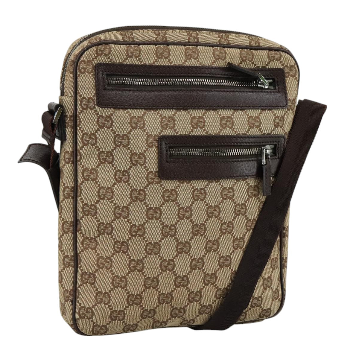 GUCCI GG Canvas Shoulder Bag Beige Gold 92551 Auth bs20822