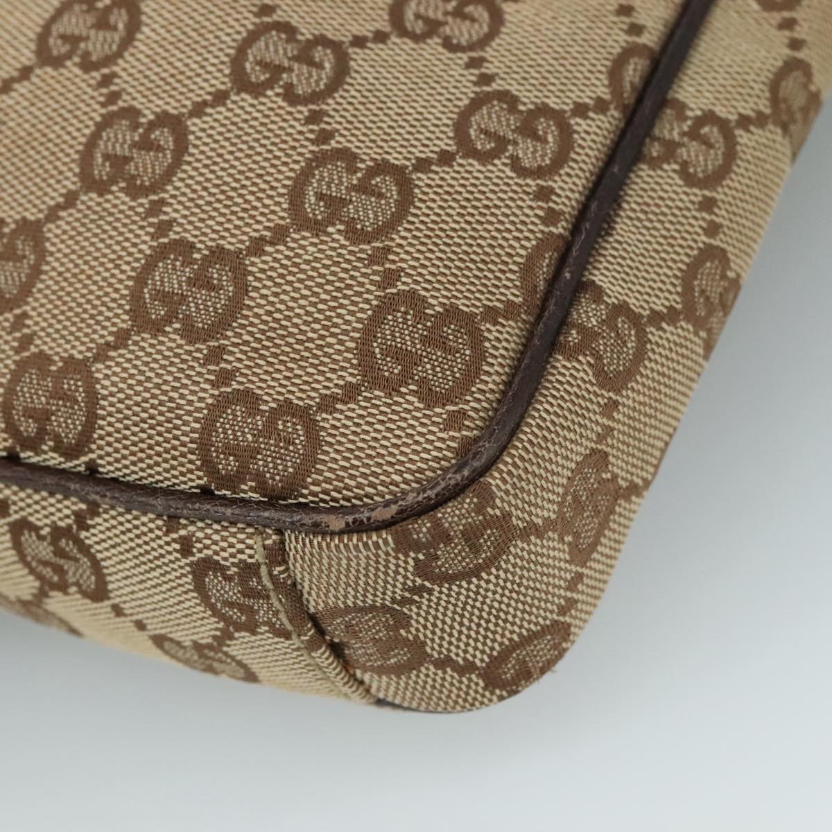 GUCCI GG Canvas Shoulder Bag Beige Gold 92551 Auth bs20822