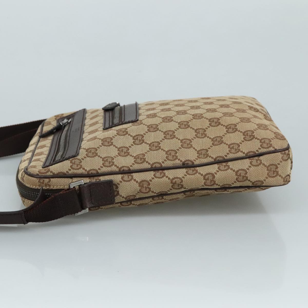GUCCI GG Canvas Shoulder Bag Beige Gold 92551 Auth bs20822