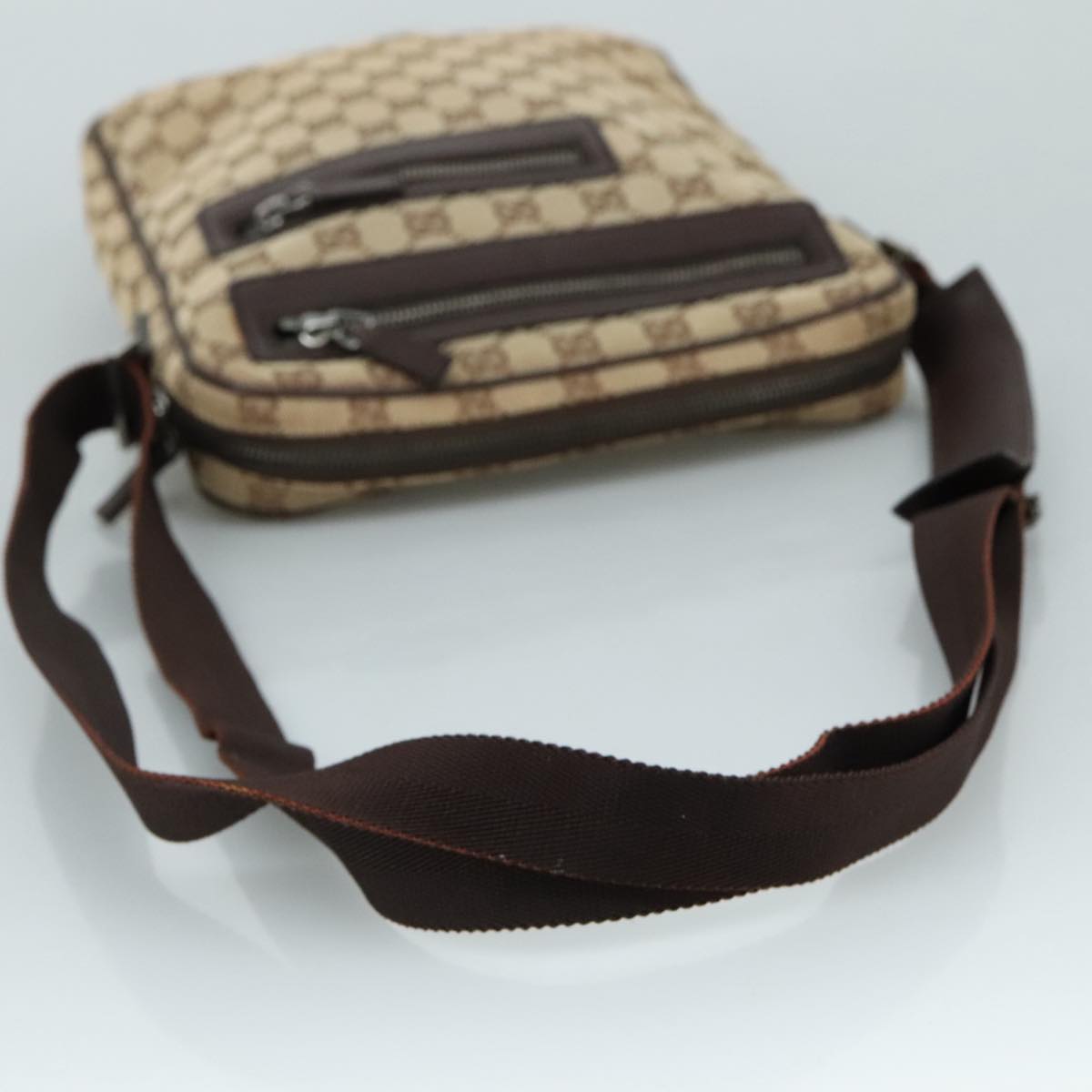 GUCCI GG Canvas Shoulder Bag Beige Gold 92551 Auth bs20822