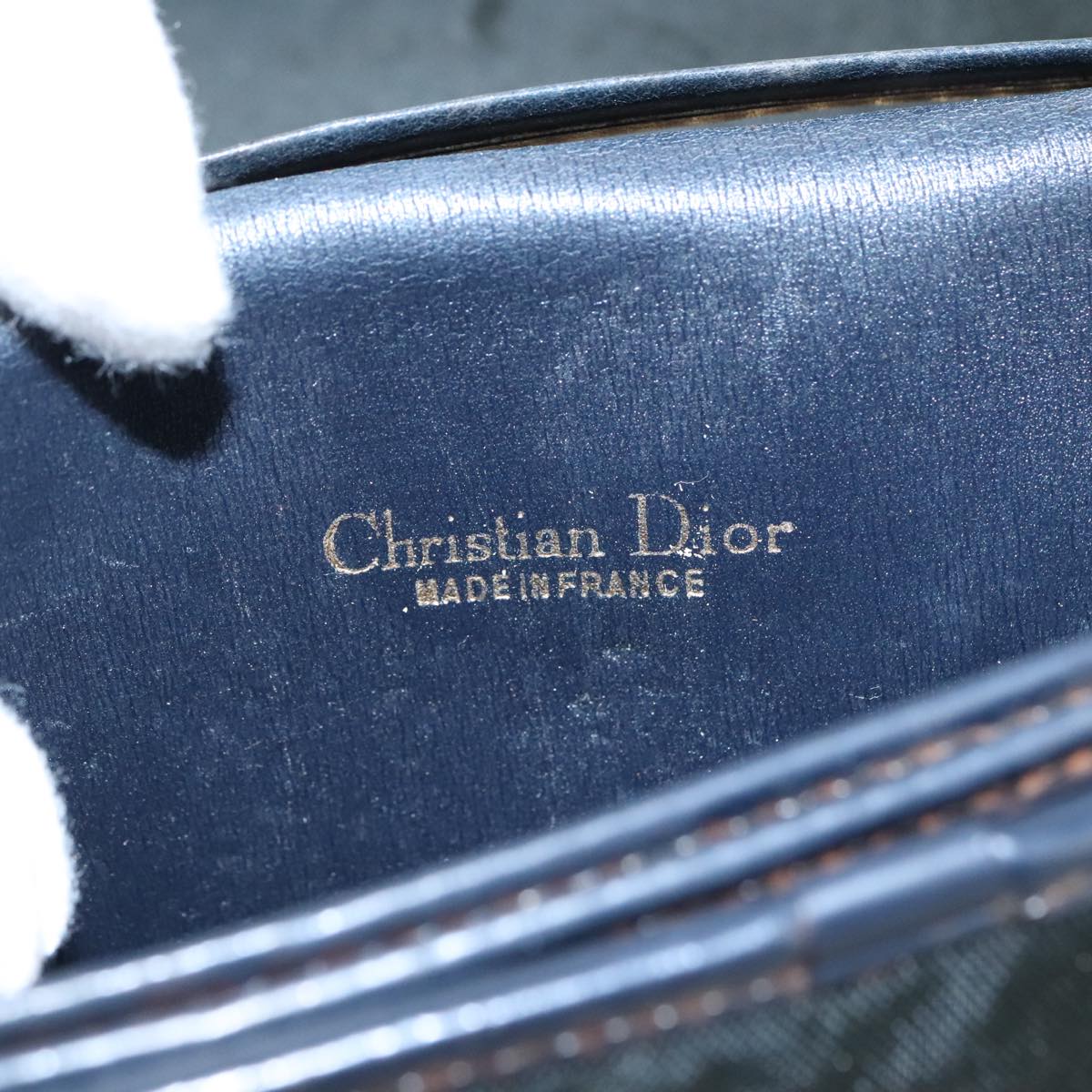 Christian Dior Chain Shoulder Bag Nylon Navy Auth bs20836
