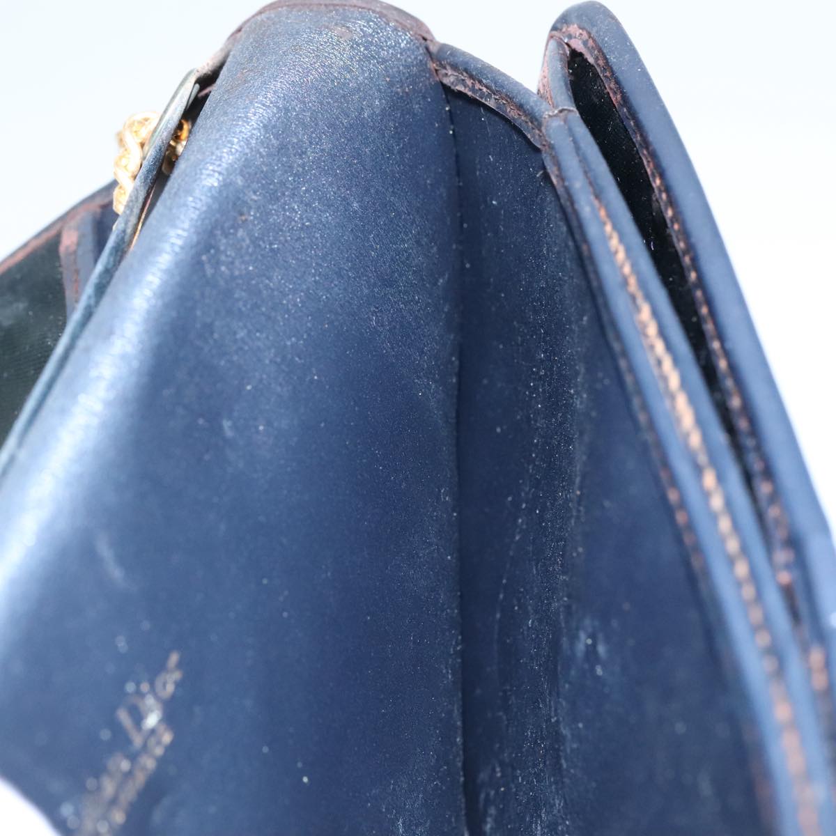 Christian Dior Chain Shoulder Bag Nylon Navy Auth bs20836