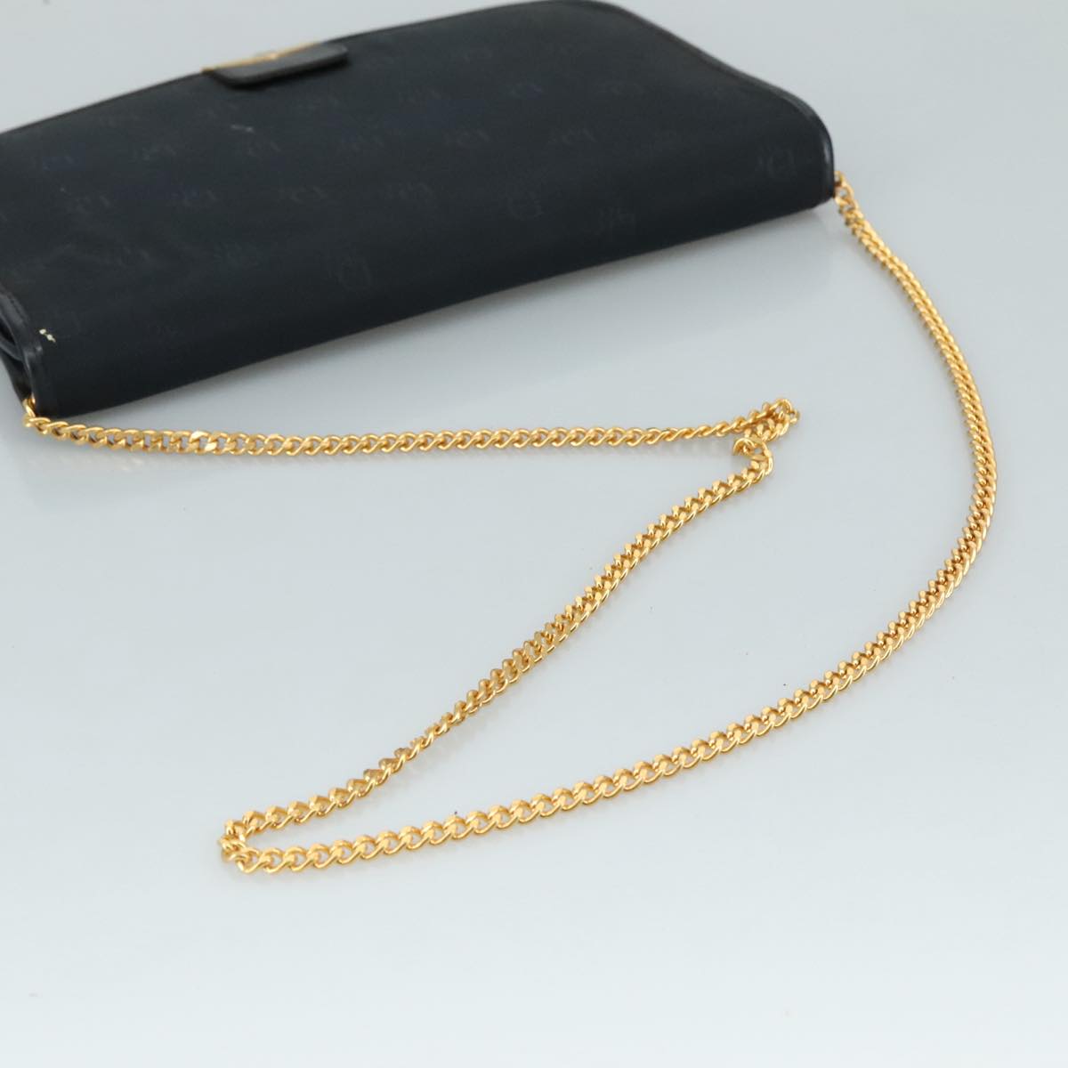 Christian Dior Chain Shoulder Bag Nylon Navy Auth bs20836