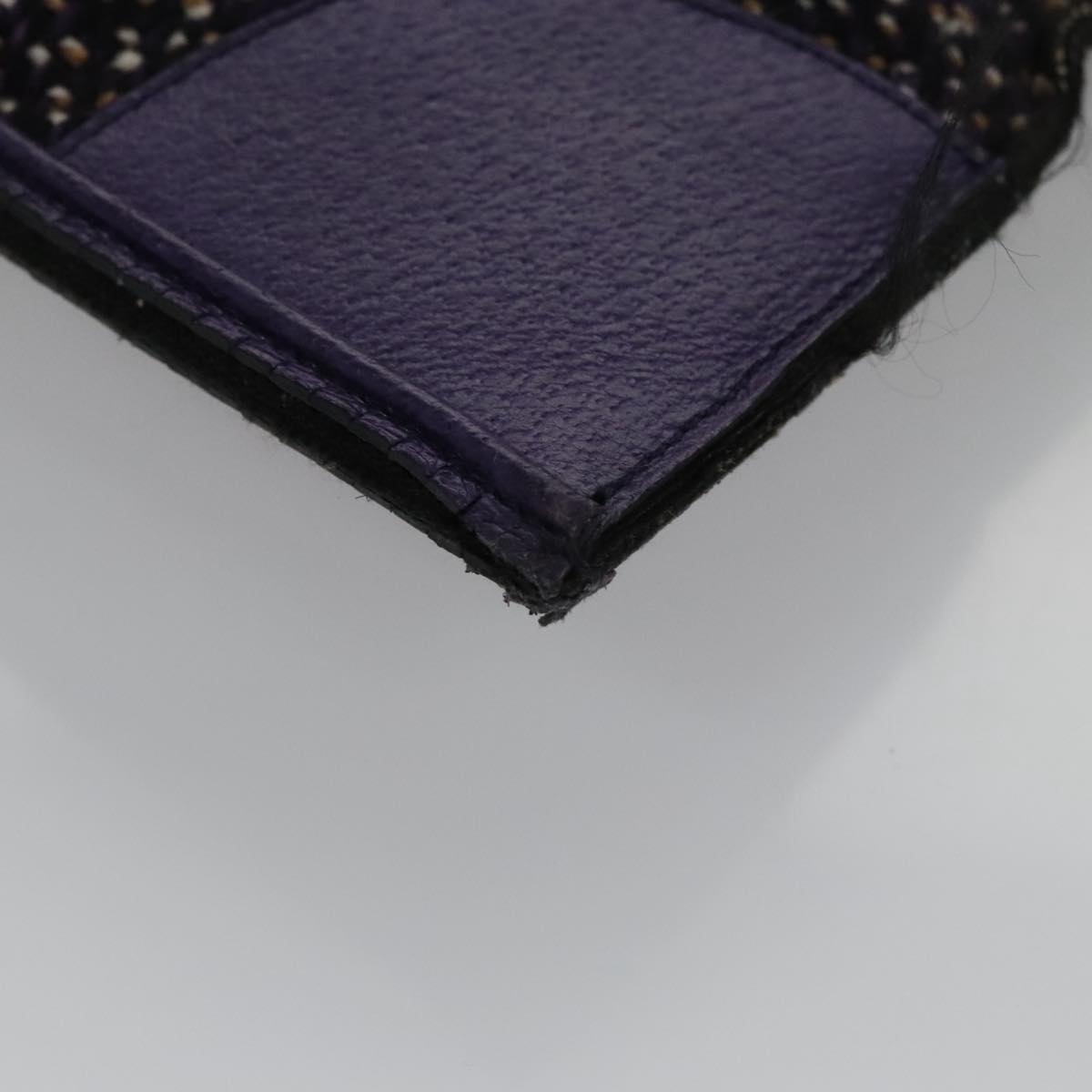 PRADA Hand Bag Wool Leather Purple Silver Auth bs20846A