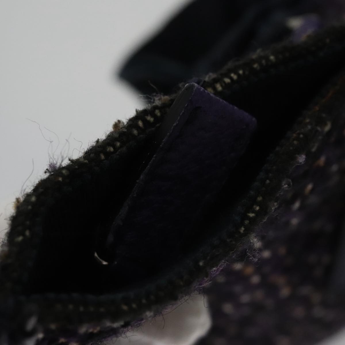 PRADA Hand Bag Wool Leather Purple Silver Auth bs20846A
