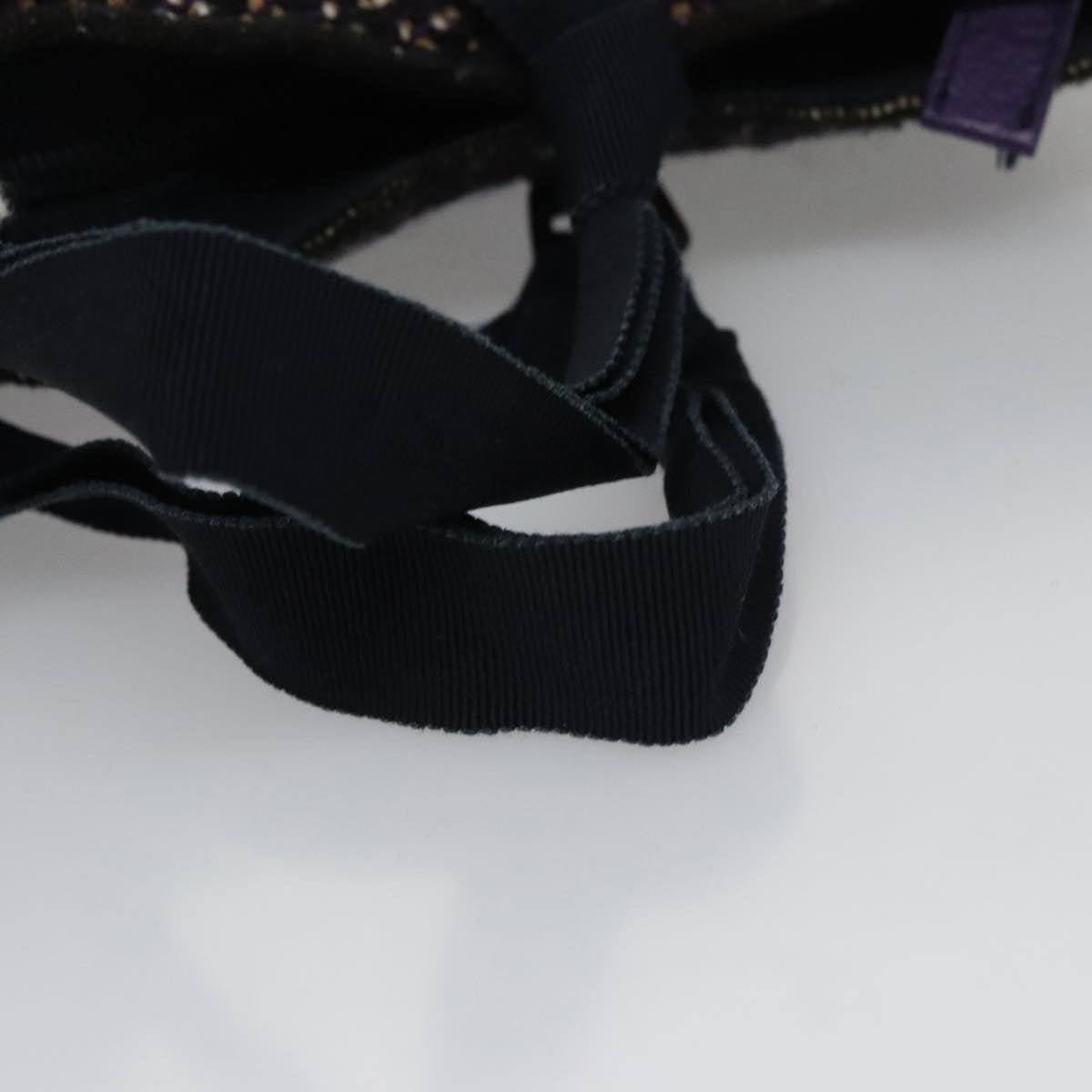 PRADA Hand Bag Wool Leather Purple Silver Auth bs20846A