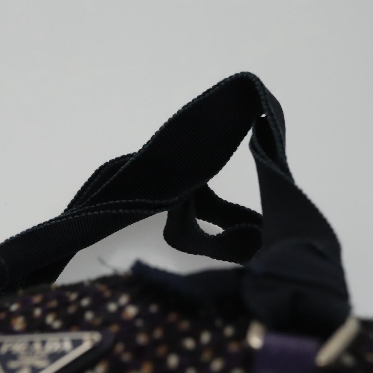 PRADA Hand Bag Wool Leather Purple Silver Auth bs20846A