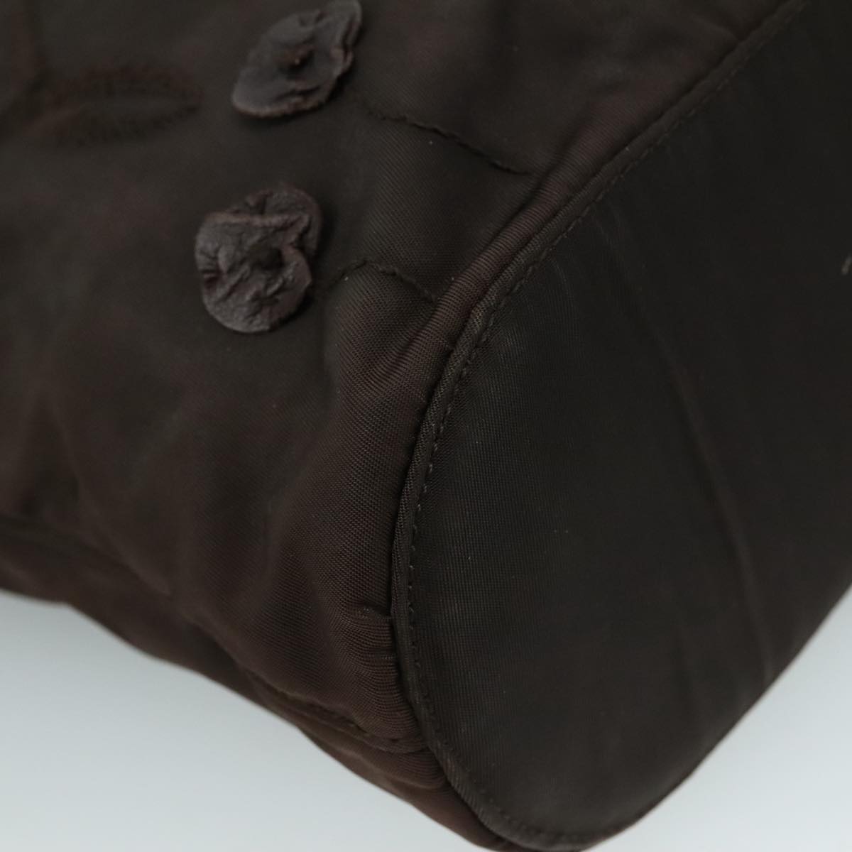 PRADA Hand Bag Nylon Brown Silver Auth bs20899