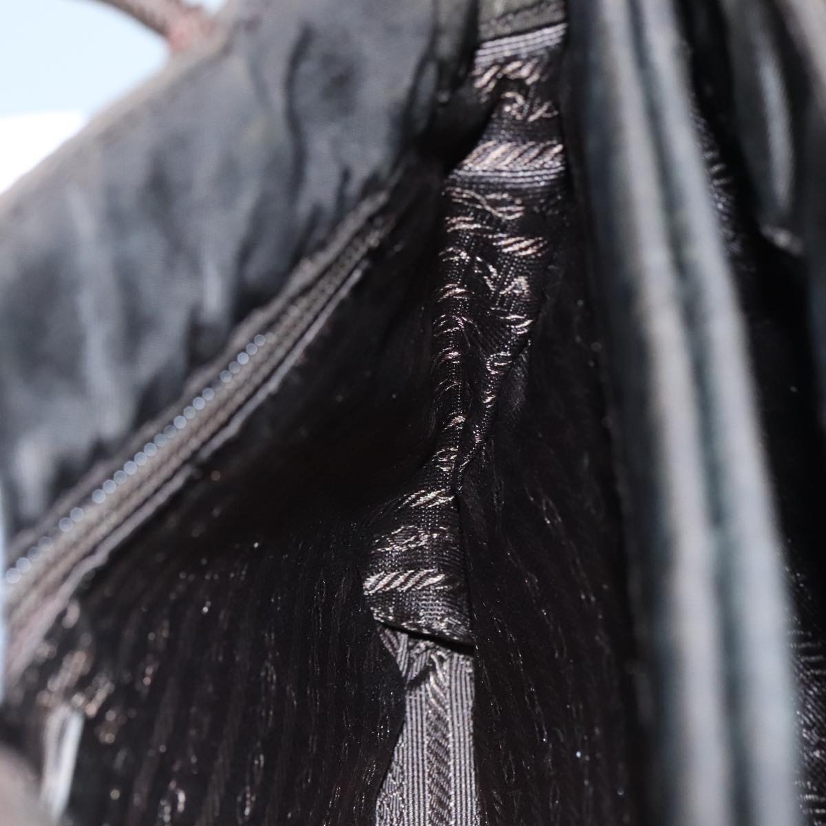 PRADA Hand Bag Nylon Brown Silver Auth bs20899