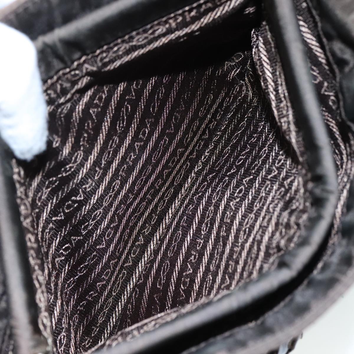 PRADA Hand Bag Nylon Brown Silver Auth bs20899