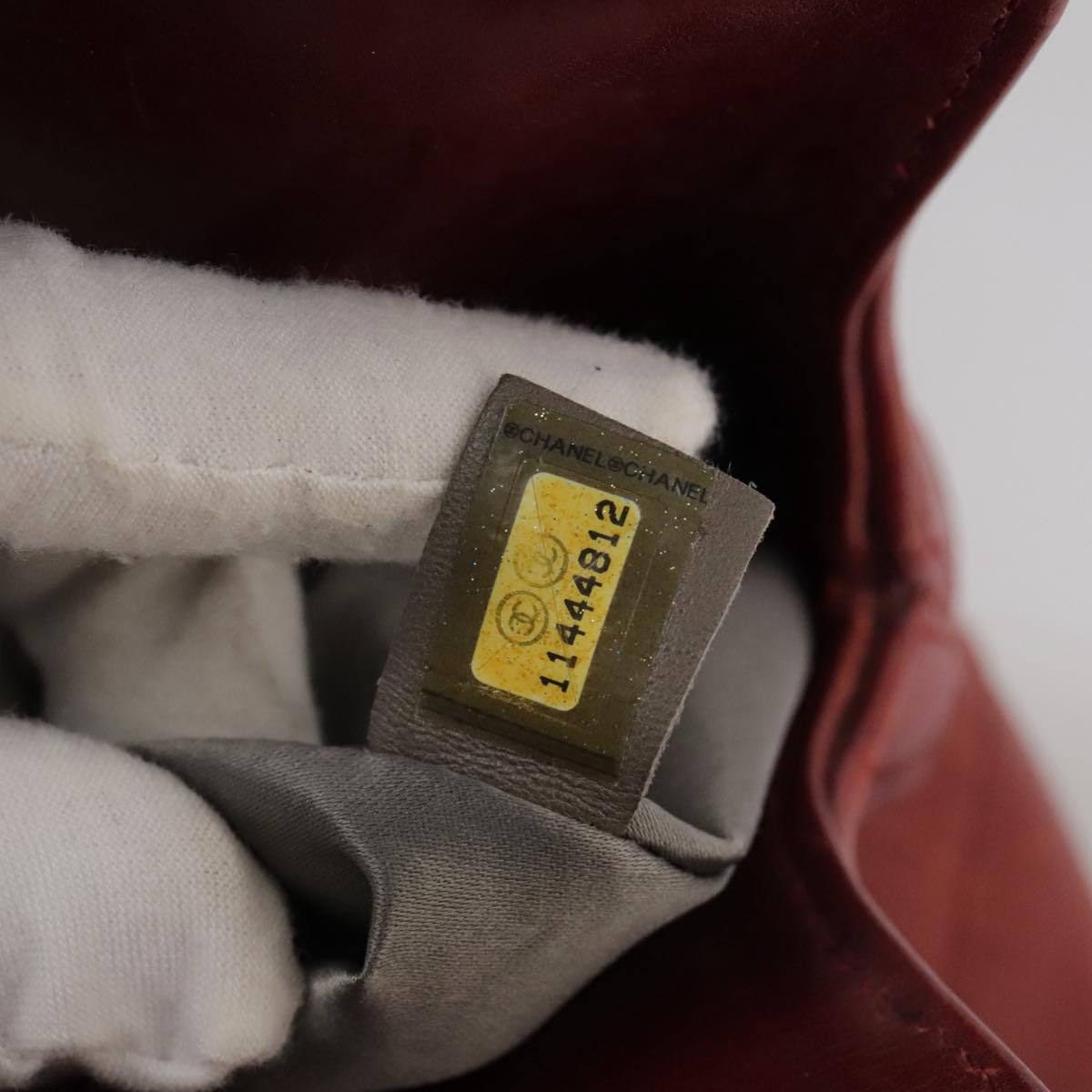 CHANEL COCO Mark Hand Bag Leather Red Silver CC Auth bs20904