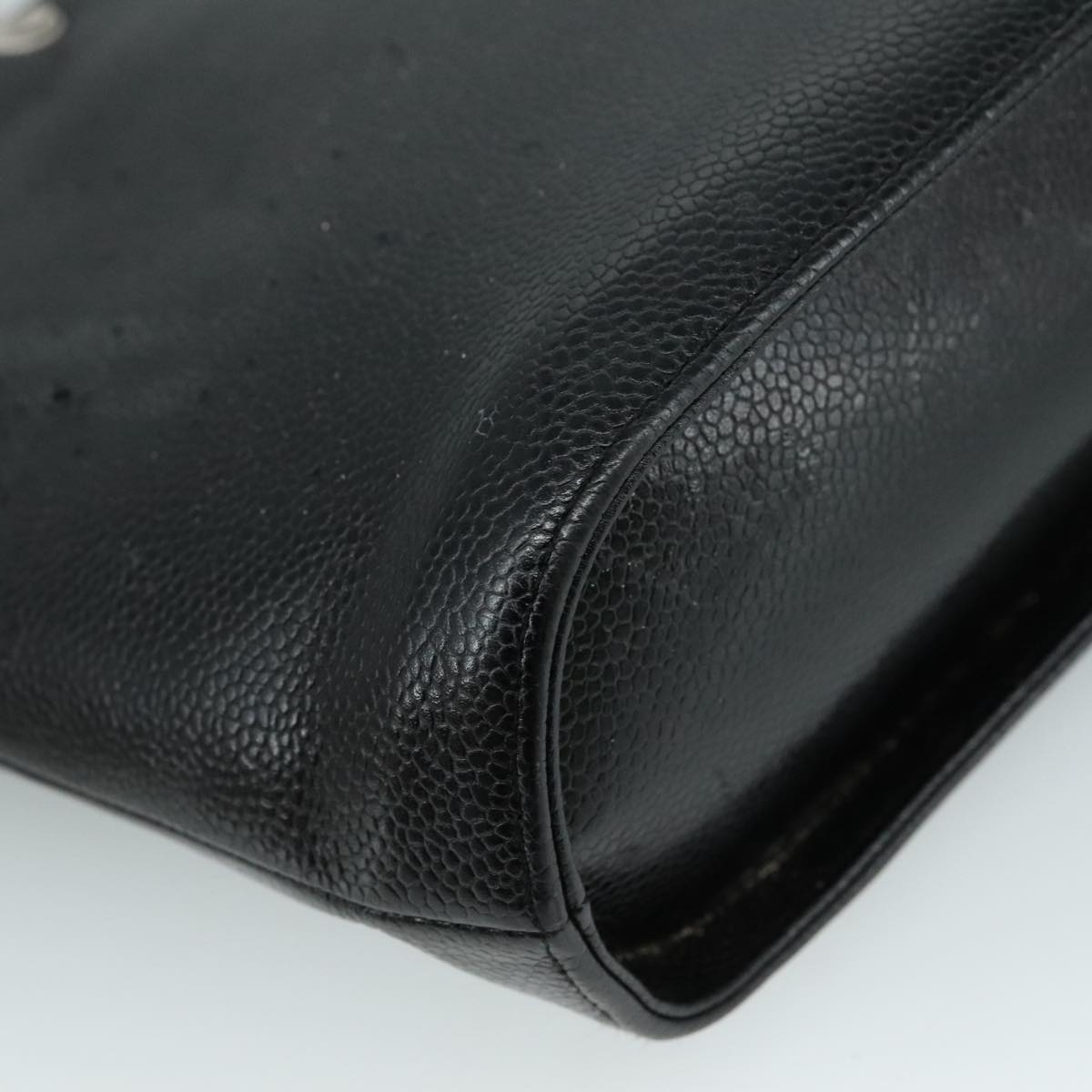 CHANEL Hand Bag Caviar Skin Black CC Auth bs20918