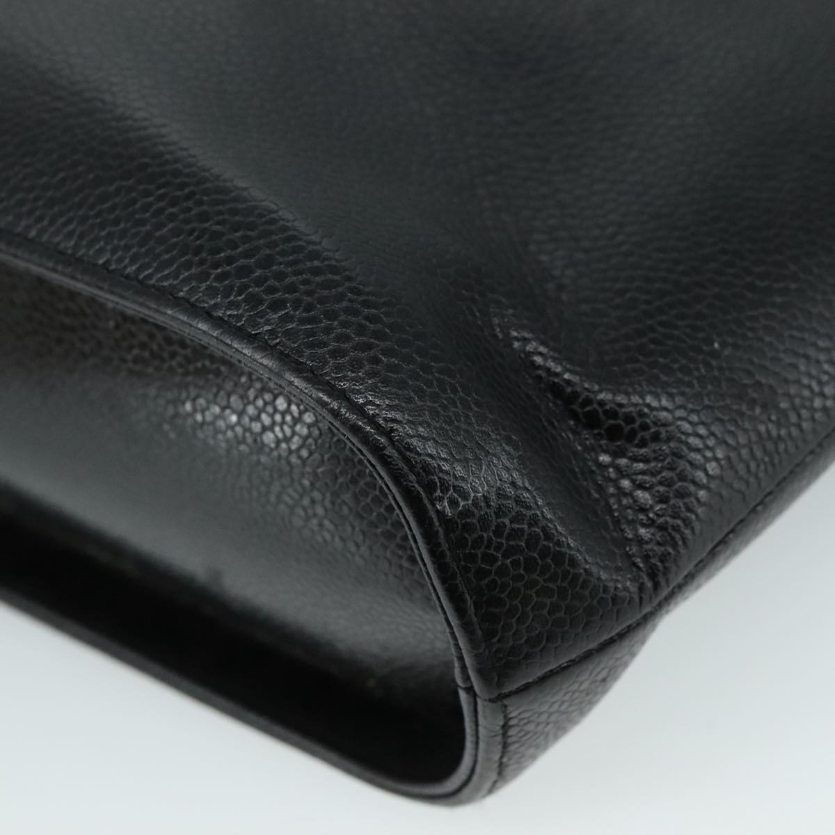 CHANEL Hand Bag Caviar Skin Black CC Auth bs20918