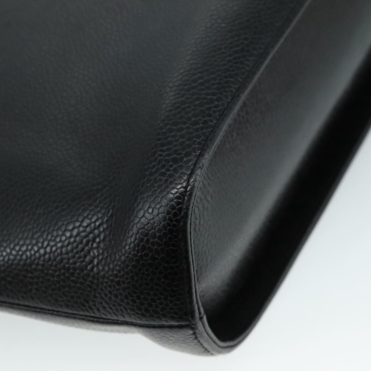 CHANEL Hand Bag Caviar Skin Black CC Auth bs20918