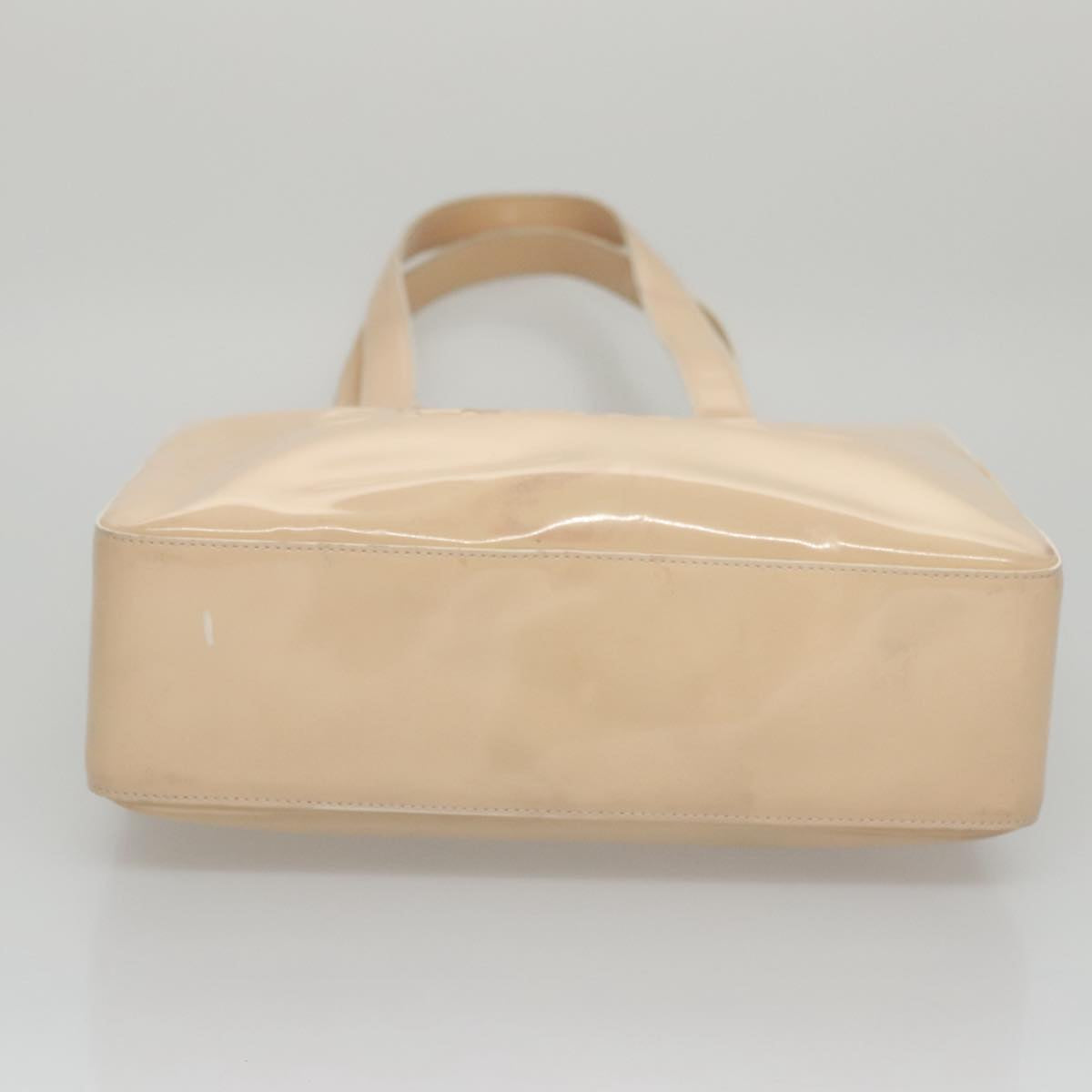 CHANEL Tote Bag Enamel Beige Gold CC Auth bs20922