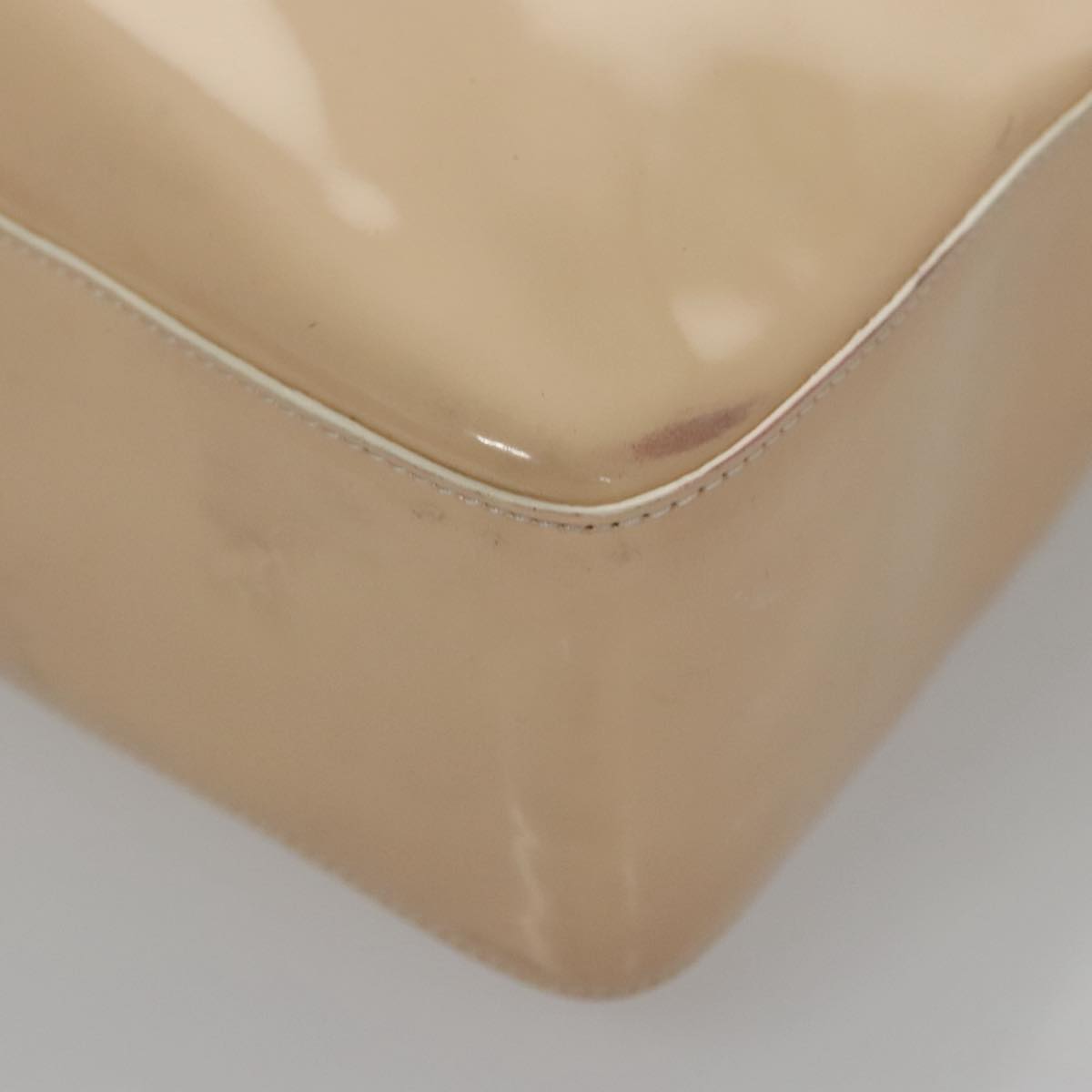 CHANEL Tote Bag Enamel Beige Gold CC Auth bs20922