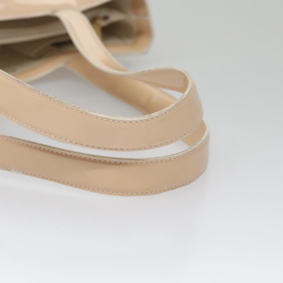 CHANEL Tote Bag Enamel Beige Gold CC Auth bs20922