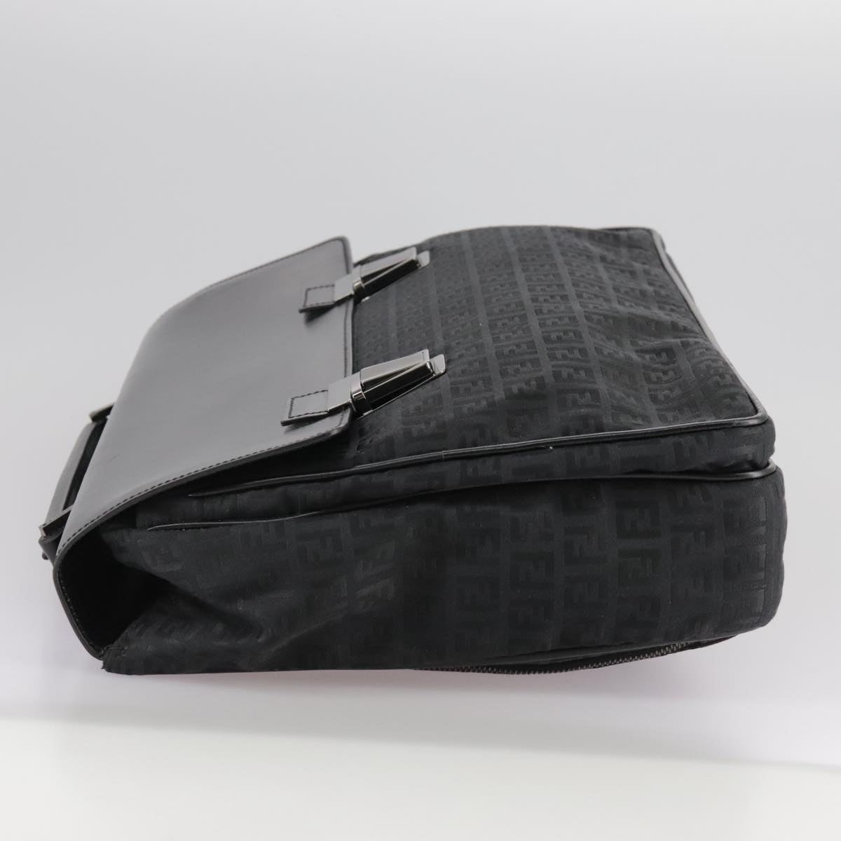 FENDI Zucchino Canvas Business Bag Black Auth bs20925