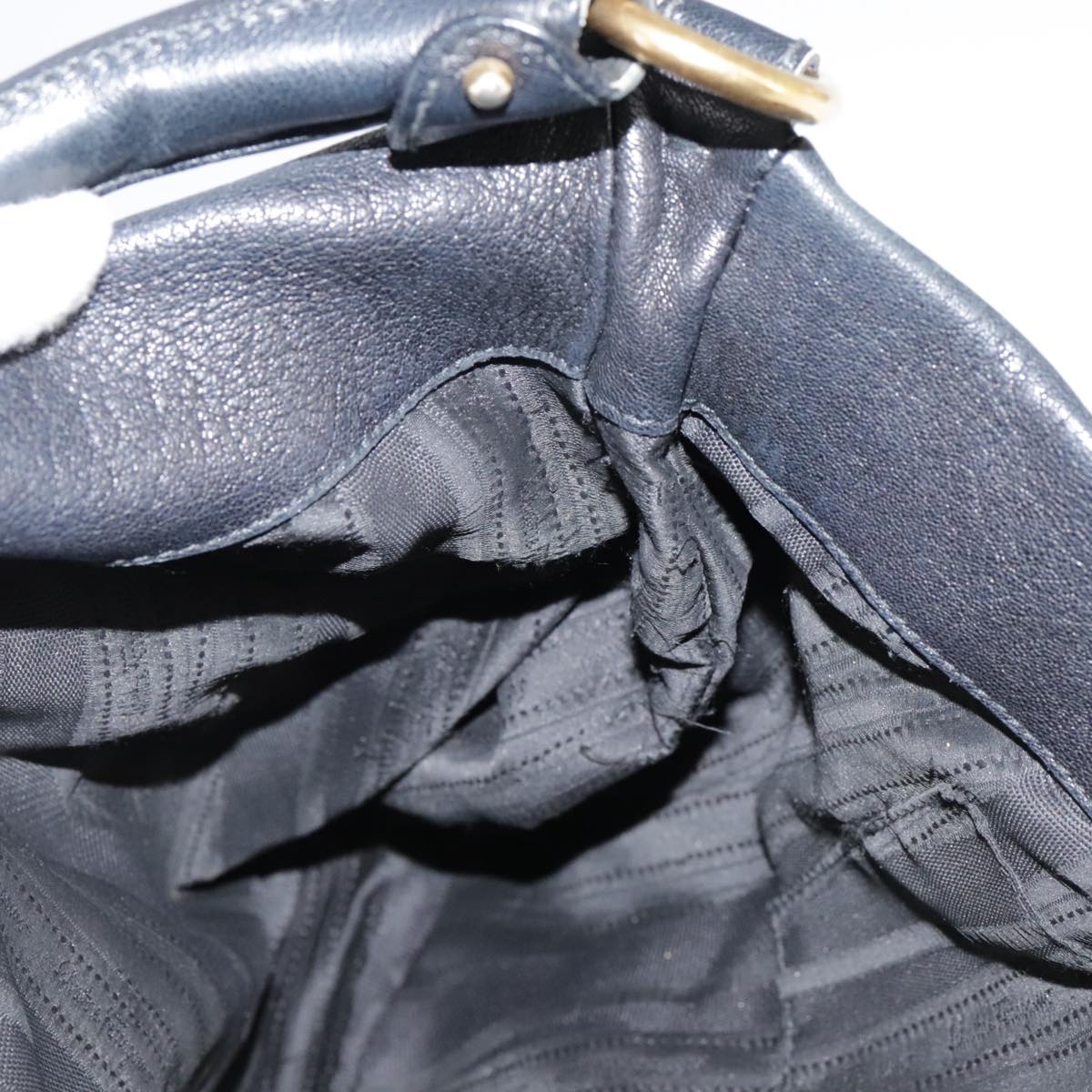 Salvatore Ferragamo Vala Hand Bag Leather 2way Black Gold Auth bs20937