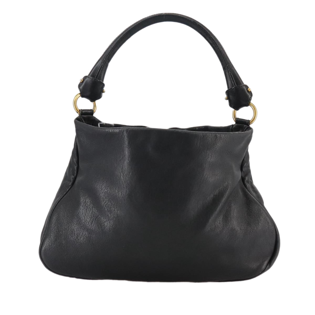 Salvatore Ferragamo Vala Hand Bag Leather 2way Black Gold Auth bs20937