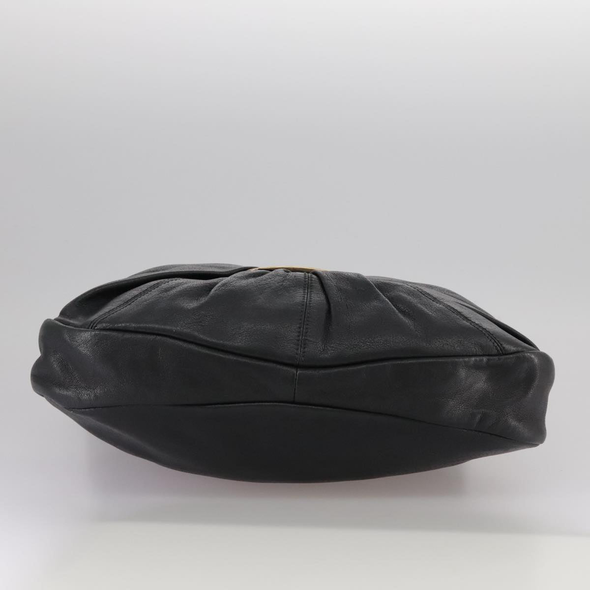 Salvatore Ferragamo Vala Hand Bag Leather 2way Black Gold Auth bs20937