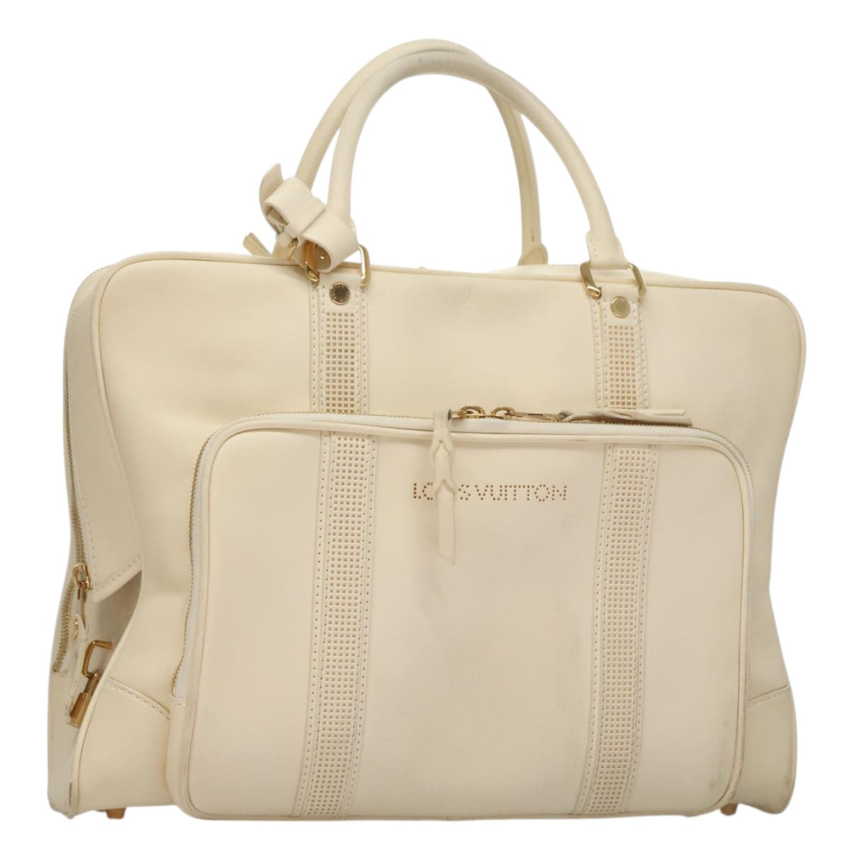 LOUIS VUITTON Varleys 24H Hand Bag Leather Cream M95360 LV Auth bs20954