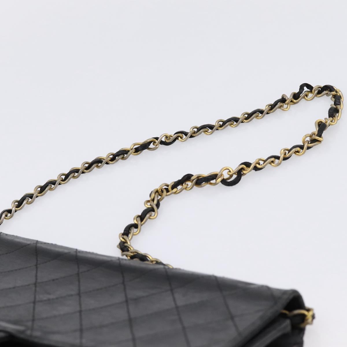 CHANEL Matelasse Chain Shoulder Bag Lamb Skin Black CC Auth bs20976