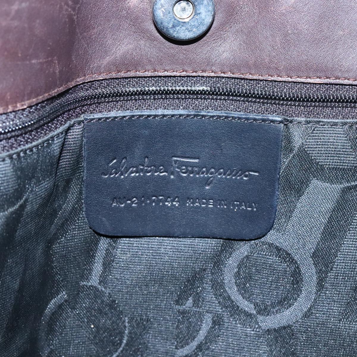 Salvatore Ferragamo Vala Shoulder Bag Canvas Brown Auth bs20980