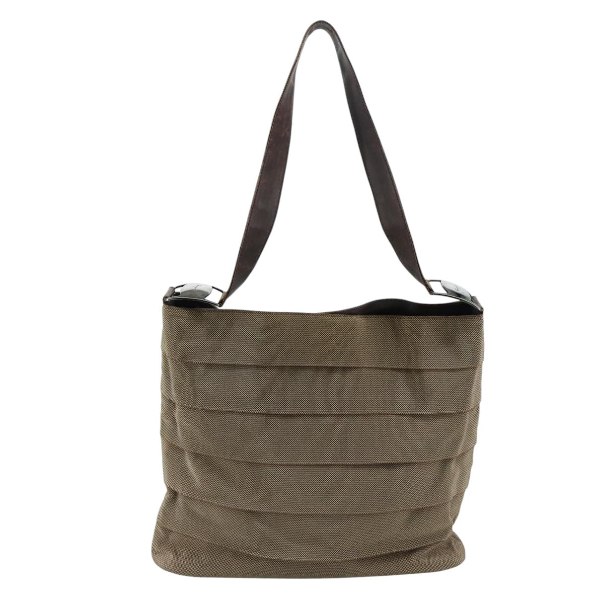 Salvatore Ferragamo Vala Shoulder Bag Canvas Brown Auth bs20980