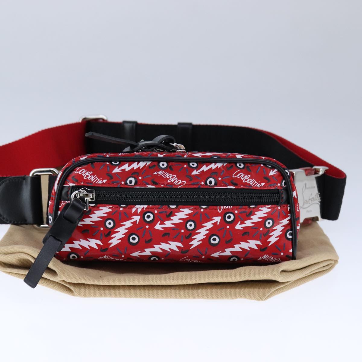 Christian Louboutin Waist bag Nylon Red Auth bs21001