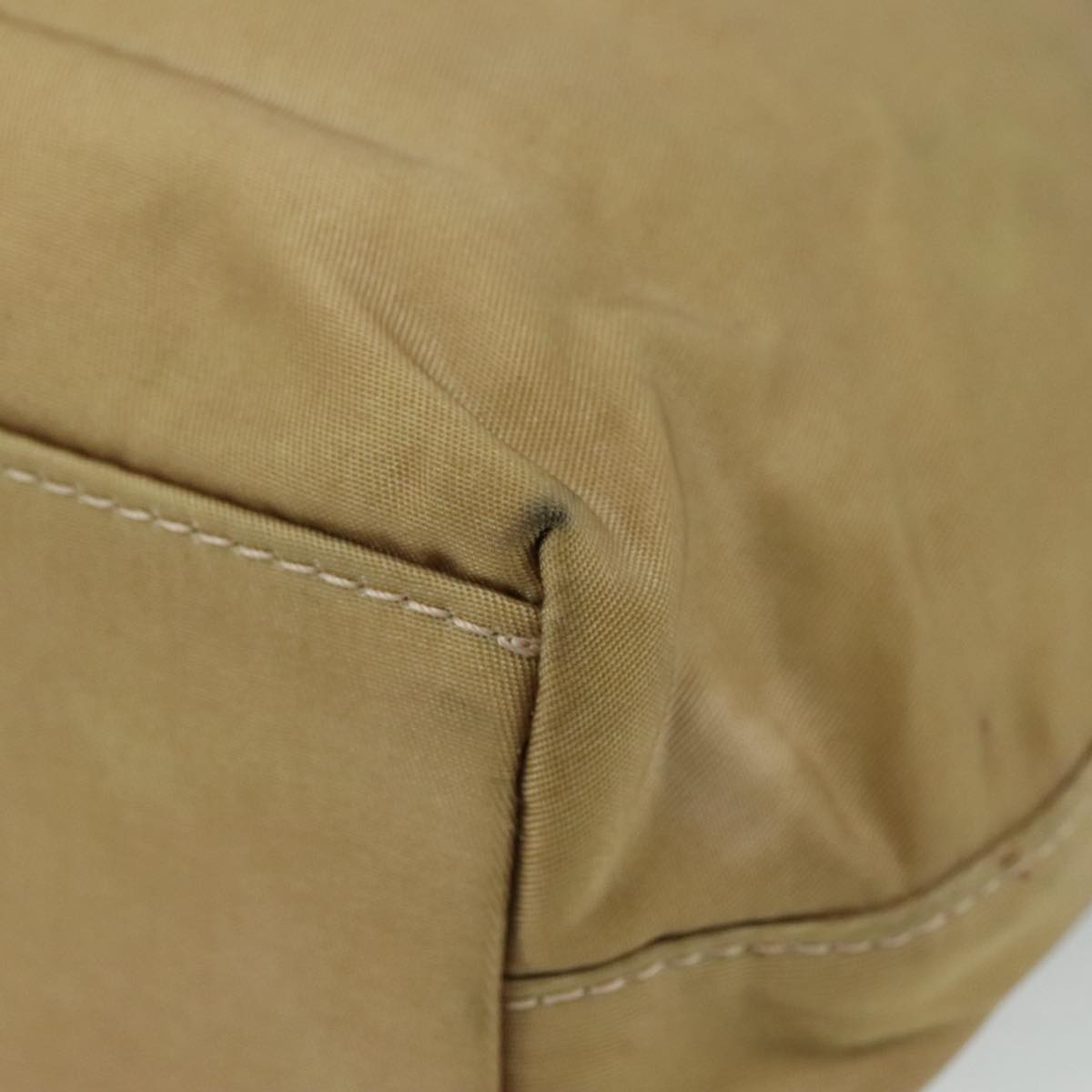 Christian Dior Maris Pearl Hand Bag Nylon Beige Silver Auth bs21021